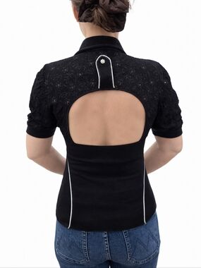 Y2K Paola Perrome Cutout Back Top with Bead Trim